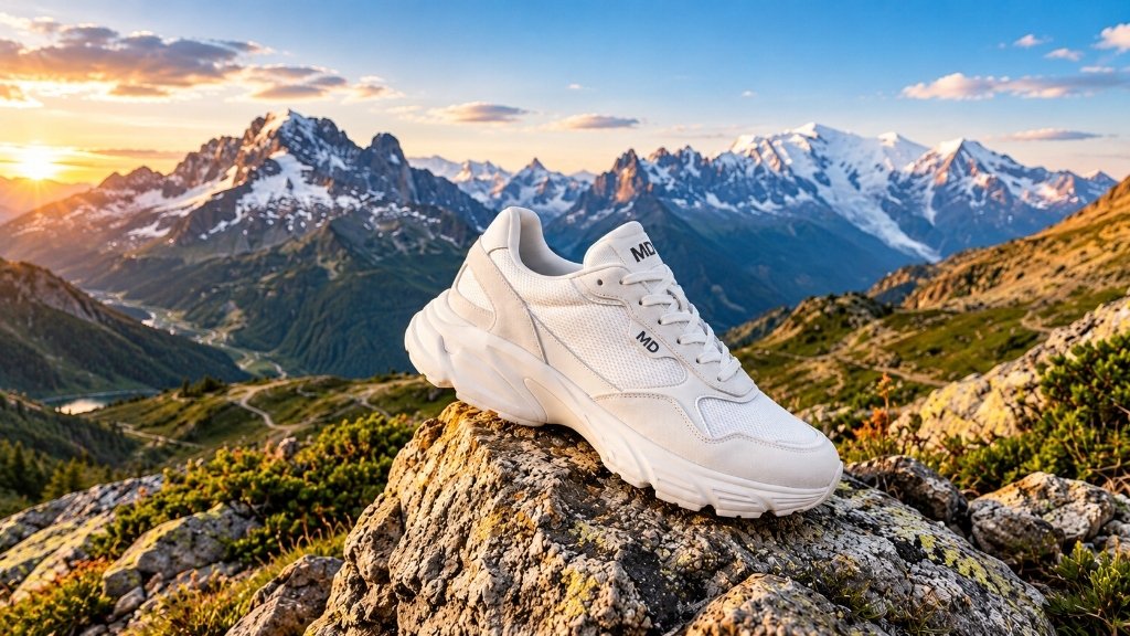 MD Alpine Aero Runner sneaker on mountain summit